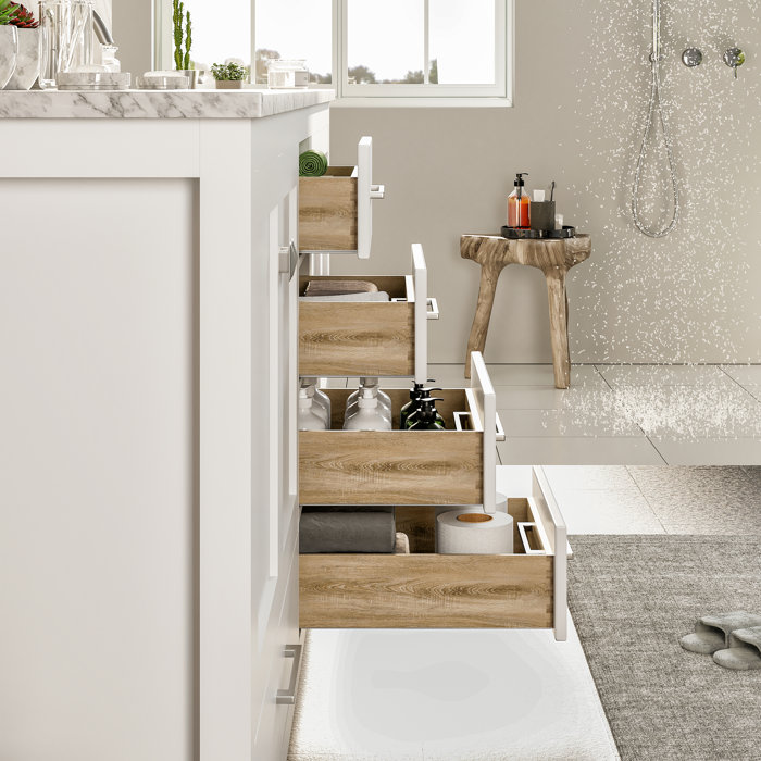 Brayden Studio® Pichardo 84'' Double Bathroom Vanity with Marble Top